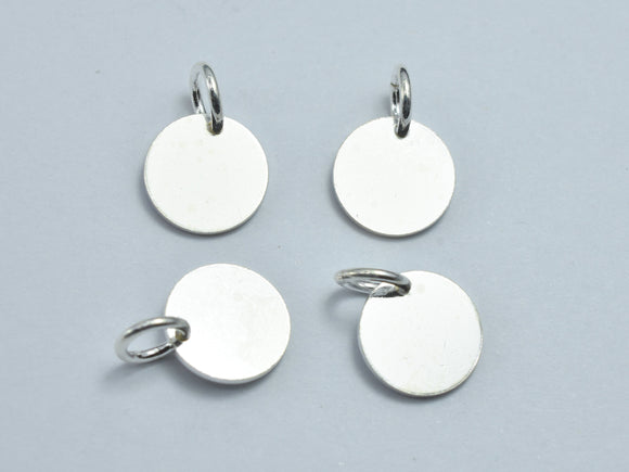 2pcs 925 Sterling Silver Round Disc Blank Charms, 10mm-BeadBasic