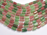 Strawberry Quartz, Green Strawberry Quartz, Lepidocrocite, 7x12mm Faceted Tube-BeadBasic