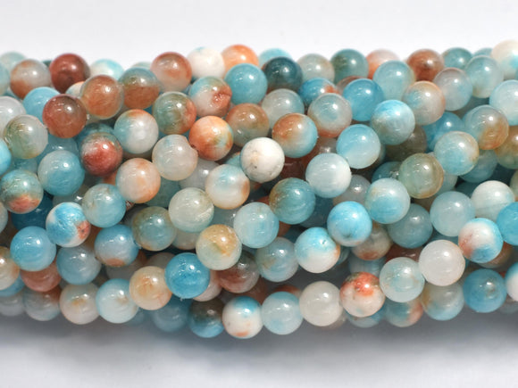 Jade - Blue & Orange, 4mm (4.5mm) Round