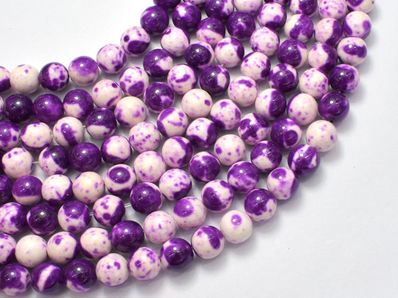 Rain Flower Stone, Purple, White, 8mm Round Beads-BeadBasic