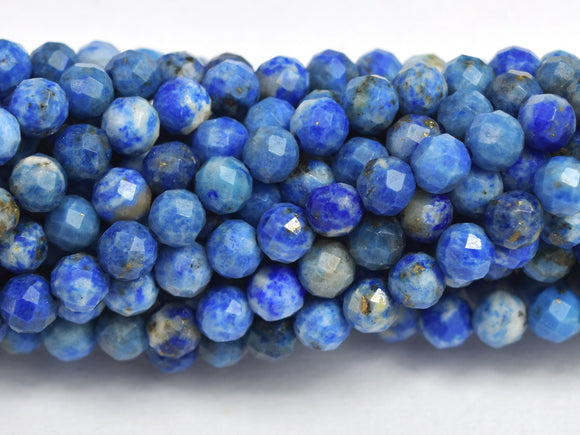 Natural Lapis Lazuli 3.6mm Micro Faceted Round, 15 Inch, Approx. 110 beads, Hole 0.6mm (298025001)-BeadBasic