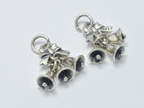 1pc 925 Sterling Silver Charm-Antique Silver, Bell Charm, Approx. 21x12mm, 6mm Bell-BeadBasic