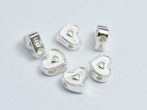 4pcs 925 Sterling Silver Heart Beads, 6x5.5mm-BeadBasic