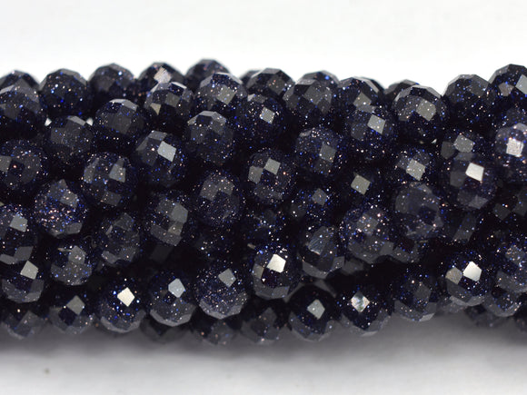 Blue Goldstone 4mm Micro Faceted Round-BeadBasic
