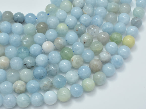 Genuine Aquamarine Beads, 8mm Round Beads-BeadBasic