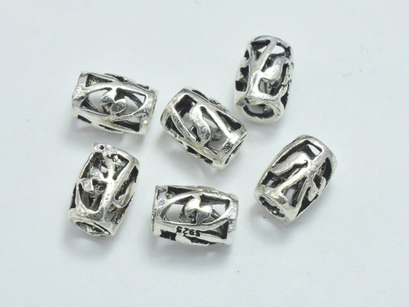 4pcs 925 Sterling Silver Beads-Antique Silver, 4.5x6.5mm Filigree Drum Beads, Big Hole Beads, Spacer Beads-BeadBasic