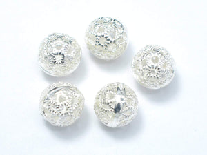 7.8mm 925 Sterling Silver Beads, 7.8mm Round Beads, 2pcs-BeadBasic