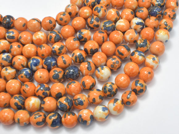 Rain Flower Stone, Orange, 8mm Round Beads-BeadBasic