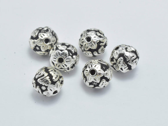 4pcs 925 Sterling Silver Beads-Antique Silver, 6mm Beads-BeadBasic