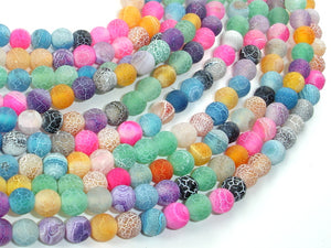 Frosted Matte Agate - Multi Color, 6mm Round Beads-BeadBasic
