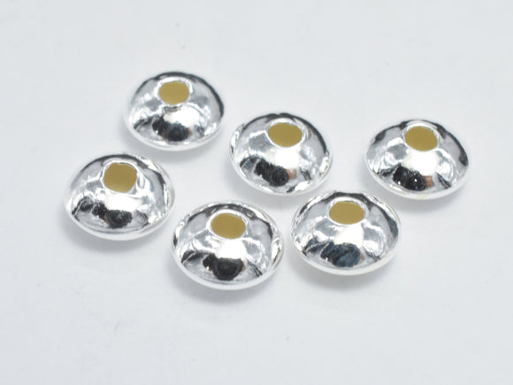 10pcs 925 Sterling Silver Spacers, 6x3mm Saucer Beads-BeadBasic