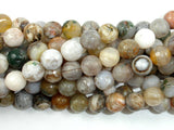 Bamboo Leaf Agate Beads, Faceted Round, 8mm-BeadBasic