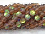 Matte Mystic Aura Quartz-Smoky Brown, 8mm (8.5mm) Round-BeadBasic