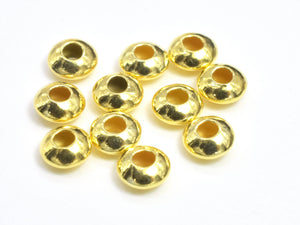 30pcs 24K Gold Vermeil Spacers, 925 Sterling Silver Beads, 3.5x1.6mm Saucer Beads-BeadBasic