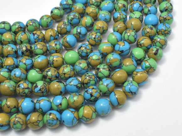 Turquoise Howlite-Blue & Green, 8mm Round Beads-BeadBasic