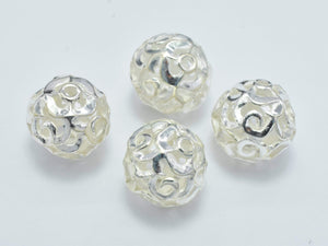2pcs 9mm 925 Sterling Silver Beads, 9mm Filigree Round Beads-BeadBasic