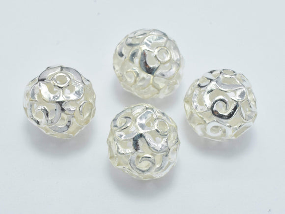 2pcs 9mm 925 Sterling Silver Beads, 9mm Filigree Round Beads-BeadBasic