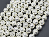 Lava-Silver Plated, 8mm (8.7mm) Round Beads-BeadBasic