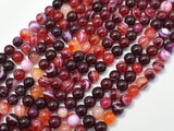 Banded Agate Beads, Red & White, 6mm Round-BeadBasic