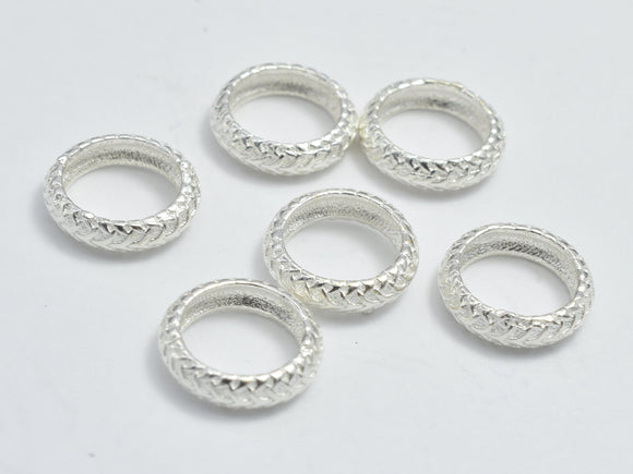 10pcs 925 Sterling Silver Beads, 8mm Rondelle Beads, Big Hole Spacer Beads, 8x2.1mm Hole 5.8mm-BeadBasic