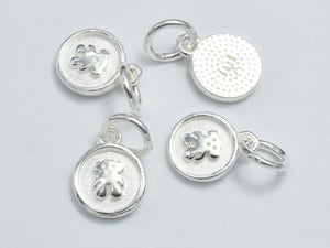 4pcs 925 Sterling Silver Charms, Bear Charms, 7.8mm Coin-BeadBasic