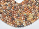 Peach / Gray / White Mixed Moonstone, 8mm Round Beads-BeadBasic