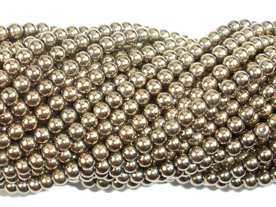 Hematite Beads-Light Gold, 4mm Round Beads-BeadBasic