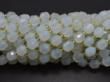 Blue Chalcedony Agate Beads, 8mm Faceted Prism Double Point Cut-BeadBasic