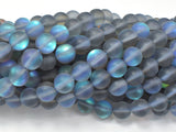 Matte Mystic Aura Quartz-Gray, 6mm (6.5mm) Round-BeadBasic