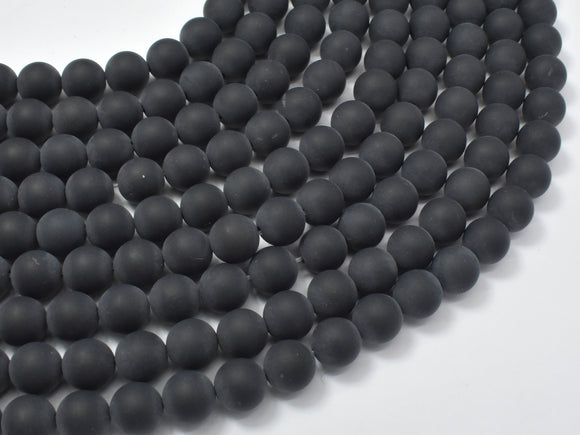 Matte Black Onyx Beads, Round, 8mm-BeadBasic