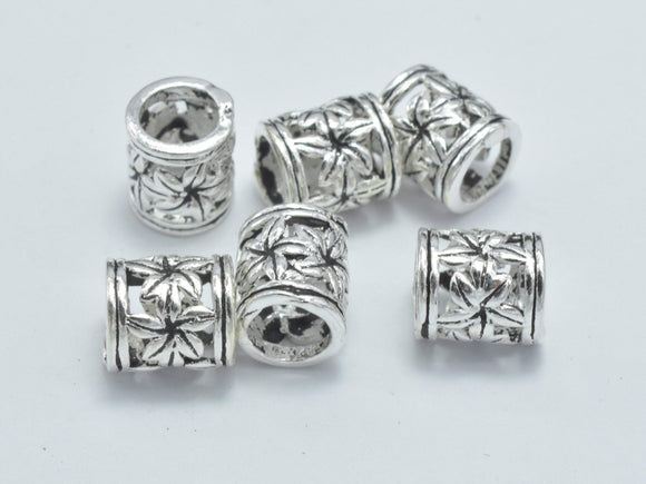 4pcs 925 Sterling Silver Beads-Antique Silver, 5.6x6.4mm Tube Beads-BeadBasic