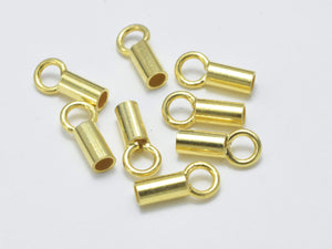 20pcs 24K Gold Vermeil Cord End Cap, 925 Sterling Silver Cord End Cap, 6.5x2mm-BeadBasic