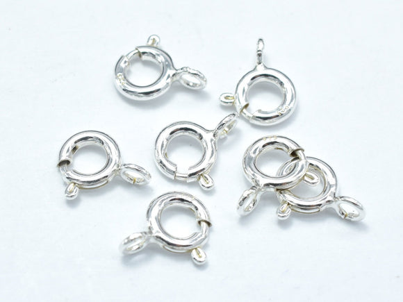 10pcs 925 Sterling Silver Spring Ring, 6mm Round Clasp, with 3mm Ring-BeadBasic