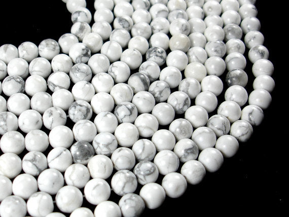 White Howlite Beads, 8mm(8.5mm) Round Beads, 15 Inch-BeadBasic