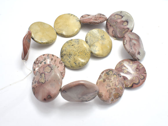 Artistic Jasper, Chohua Jasper, 30mm Wavy Coin Beads-BeadBasic