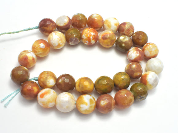 FIRE AGATE BEADS, 12MM FACETED ROUND-BeadBasic