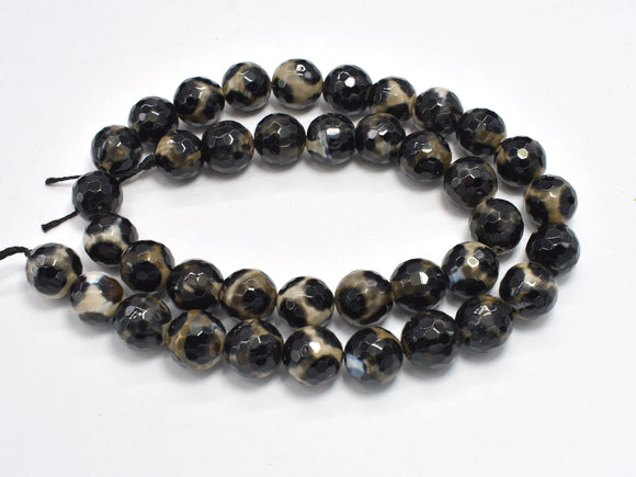 Tibetan Agate, 10mm Faceted Round Beads-BeadBasic