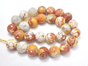 FIRE AGATE BEADS, 14MM FACETED ROUND-BeadBasic