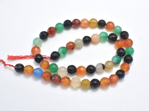 Agate Beads, Multi Color, 8mm Faceted Round-BeadBasic