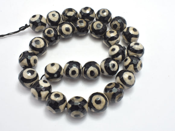 AGATE BEADS, TIBETAN AGATE, 14MM FACETED ROUND-BeadBasic