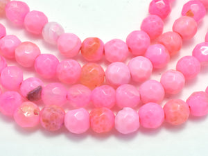 Agate Beads-Pink, 4mm Faceted Round, 14.5 Inch-BeadBasic