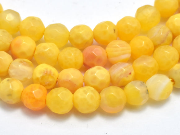 Agate Beads-Yellow, 4mm Faceted Round, 15 Inch-BeadBasic