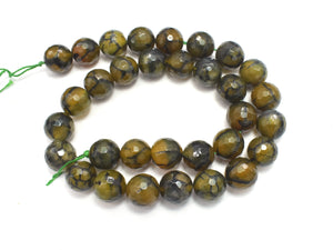 DRAGON VEIN AGATE BEADS, 11.5MM FACETED ROUND-BeadBasic