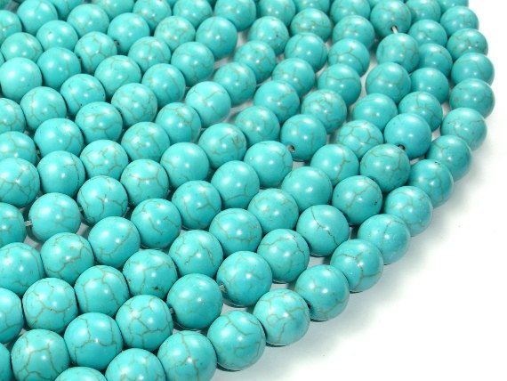 Howlite Turquoise Beads, Round, 10mm (9.8mm)-BeadBasic