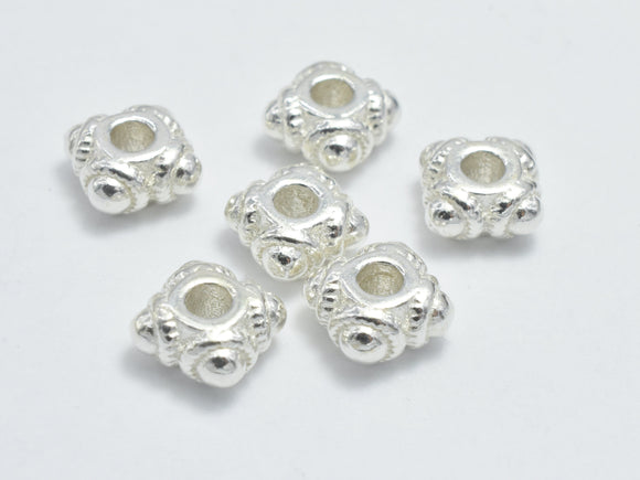2pcs 925 Sterling Silver Beads, Square Beads, Spacer Beads, 5.8x5.8mm-BeadBasic