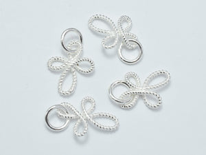 4pcs 925 Sterling Silver Charms, Flower Charms, 13x10mm-BeadBasic