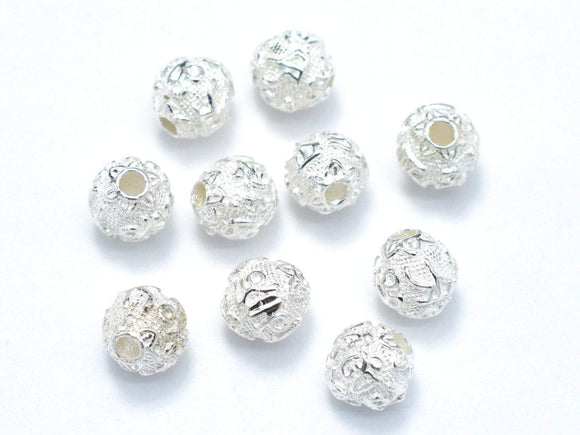 6mm 925 Sterling Silver Beads, 6mm Round Beads, 4pcs-BeadBasic