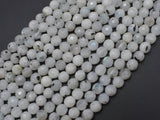 White Rainbow Moonstone, 6mm (6.5mm), Faceted Round-BeadBasic