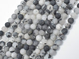 Matte Black Rutilated Quartz Beads, 6mm (6.5mm) Round-BeadBasic