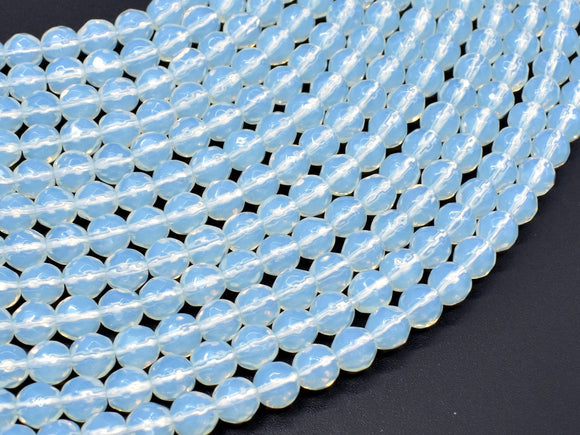 White Opalite Beads, 6 mm Faceted Round Beads-BeadBasic